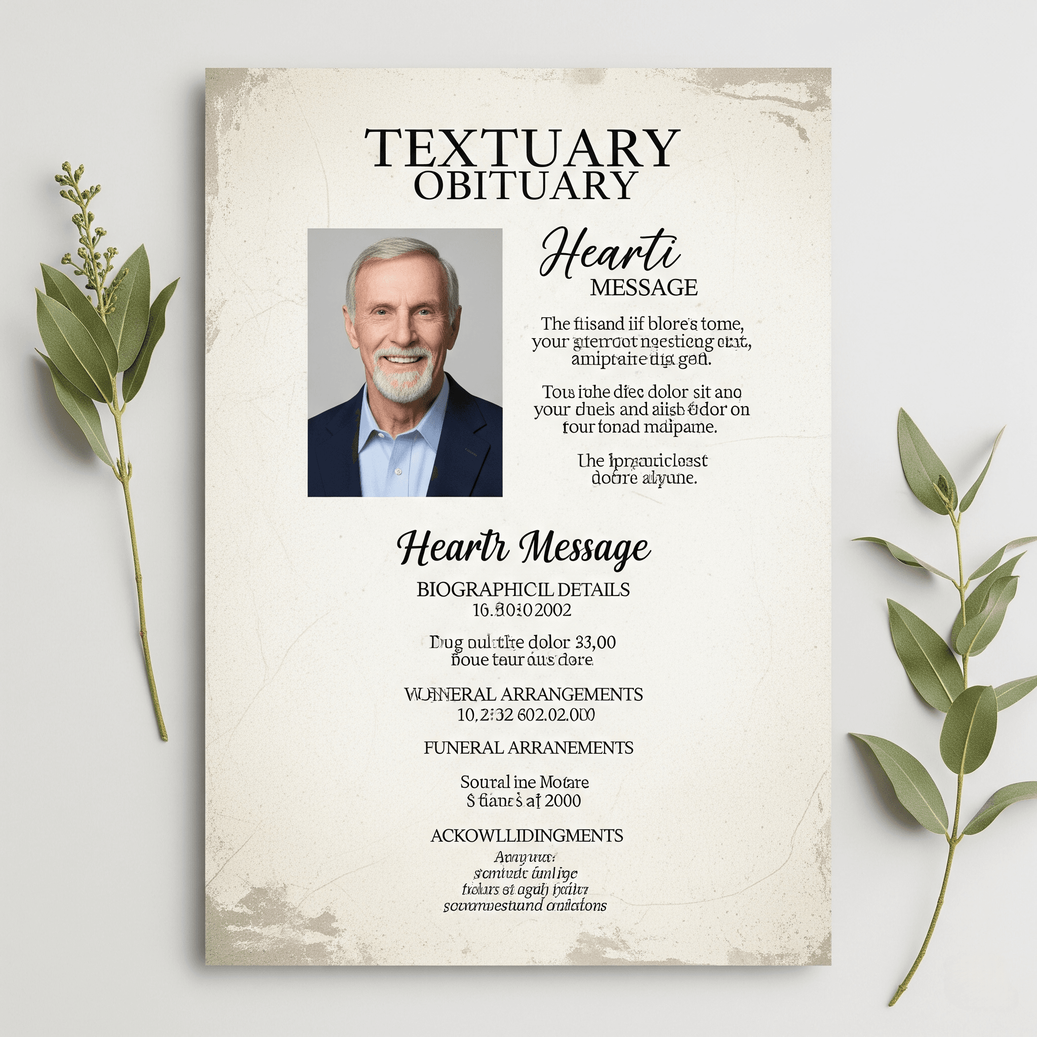Preview of Modern Vertical Obituary